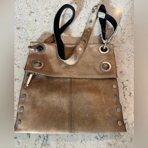 Hammitt Montana Large Pewter & Black Leather Brushed Silver Rivets